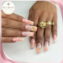Gloss Nail Bar soft pink floral manicure from Facebook